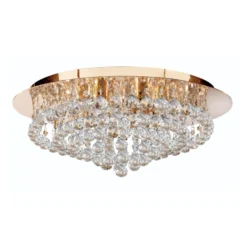 Deckenleuchte Hanna, gold, Kristallkugeln, Ø 55 cm