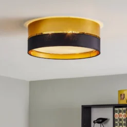 Deckenleuchte Hilton, schwarz/gold, Ø 45cm