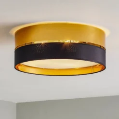 Deckenleuchte Hilton, schwarz/gold, Ø 45cm