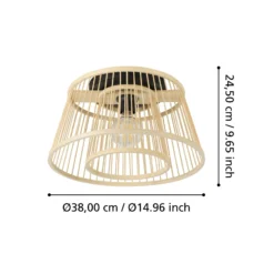 Deckenleuchte Hykeham, Ø 38 cm, natur, Bambus