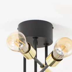 Deckenleuchte Ilia, schwarz/gold, sechsflammig