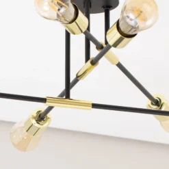 Deckenleuchte Ilia, schwarz/gold, sechsflammig