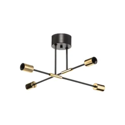 Deckenleuchte Ilia, schwarz/gold, vierflammig