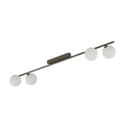 Deckenleuchte Imelo, braun, 4-flammig, Glas, Länge 140 cm