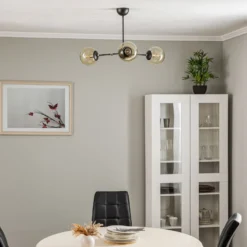 Deckenleuchte Itoris, dreiflammig, schwarz/gold