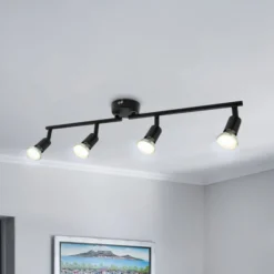 Deckenleuchte Jade, schwarz, 4-flammig, GU10 LED, 3.000 K