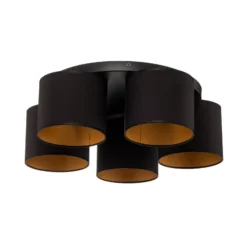 Deckenleuchte Jovin mit fünf Schirmen schwarz/gold