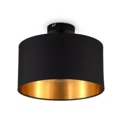 Deckenleuchte Kari, schwarz/gold, Textil, E27