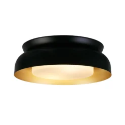 Deckenleuchte Kendal, schwarz/gold, Stahl, Glas