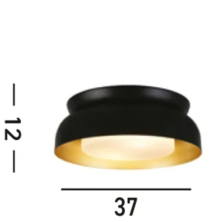 Deckenleuchte Kendal, schwarz/gold, Stahl, Glas