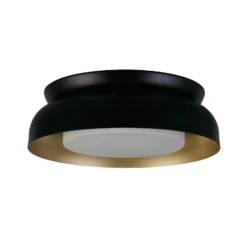 Deckenleuchte Kendal, schwarz/gold, Stahl, Glas