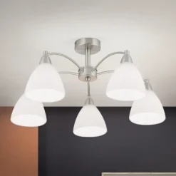 Deckenleuchte Kinga, nickel, 5-flammig