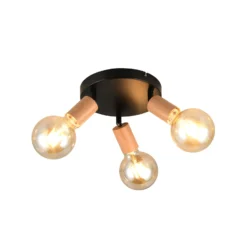 Deckenleuchte Lamego, schwarz, Ø 29 cm, 3-flg., Metall