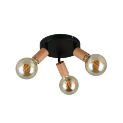 Deckenleuchte Lamego, schwarz, Ø 29 cm, 3-flg., Metall