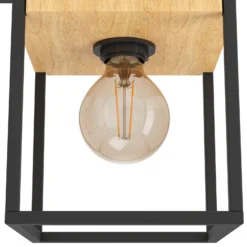 Deckenleuchte Libertad, Länge 86 cm, schwarz/holz 3-flg.