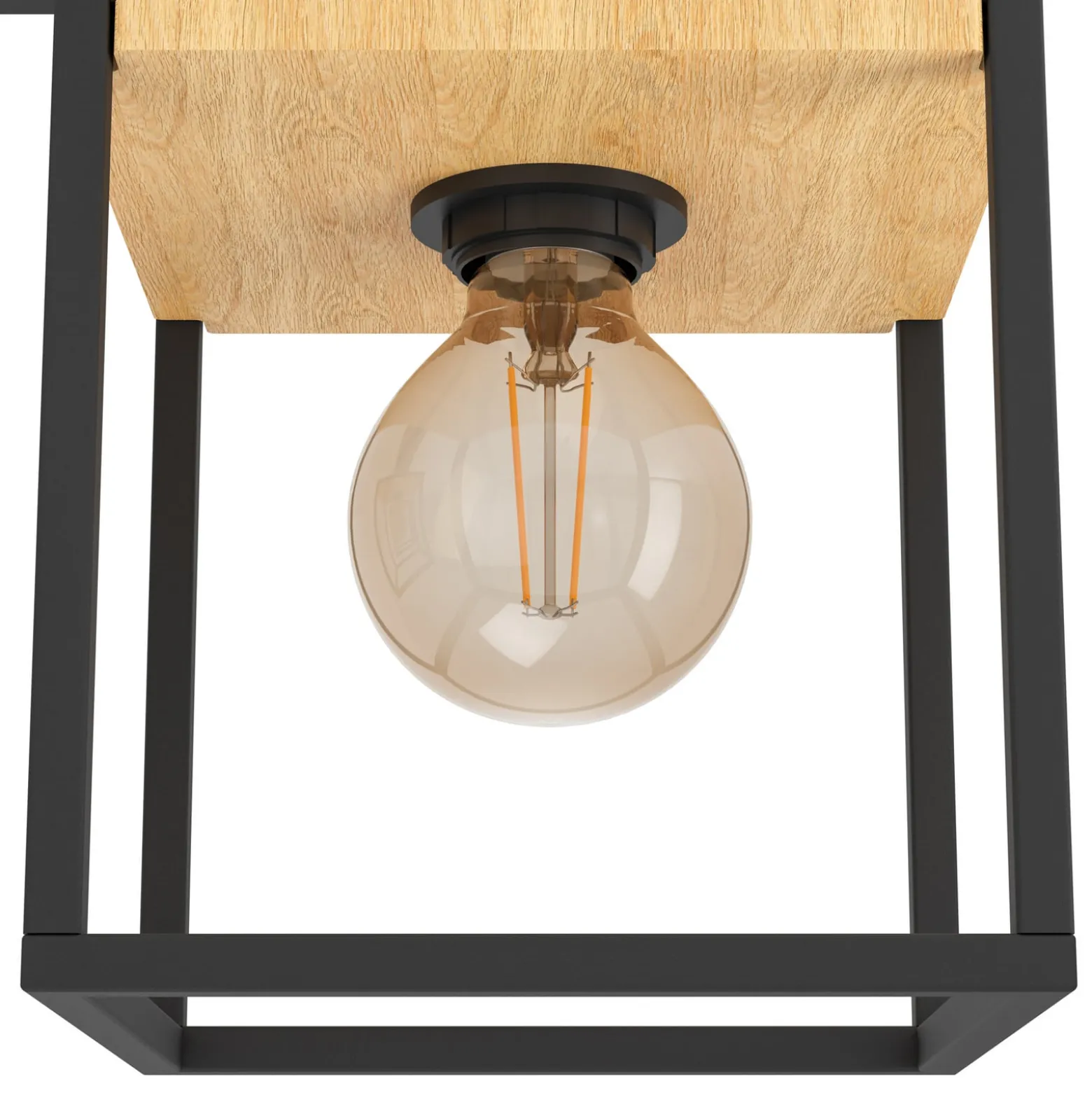 Deckenleuchte Libertad, Länge 86 cm, schwarz/holz 3-flg.