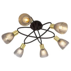 Deckenleuchte Lindita, 6-flammig, Glas, rauchgrau, E14
