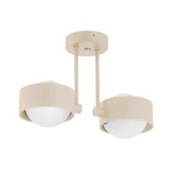 Deckenleuchte Mado, beige, 2-flammig, Höhe 24 cm, Stahl/Glas