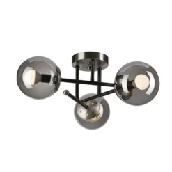 Deckenleuchte Malena, Ø 19 cm, rauchgrau, Glas/Metall 3-flg.