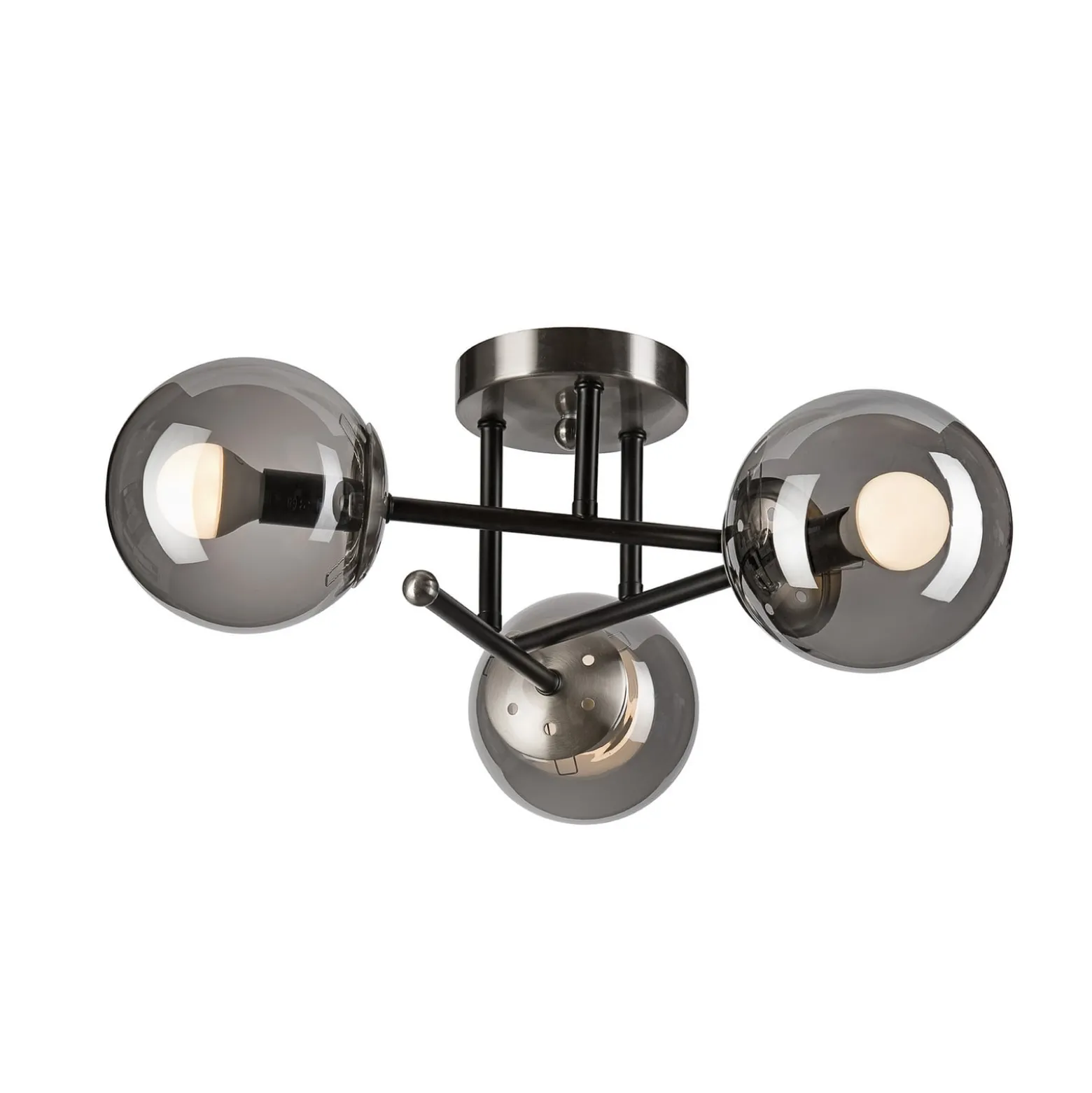 Deckenleuchte Malena, Ø 19 cm, rauchgrau, Glas/Metall 3-flg.