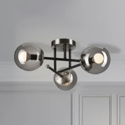 Deckenleuchte Malena, Ø 19 cm, rauchgrau, Glas/Metall 3-flg.