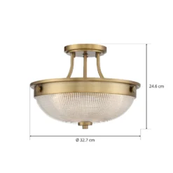Deckenleuchte Mantle mit Glasdiffusor, altmessing