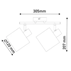 Deckenleuchte Maron, zweiflammig, Textil, natur