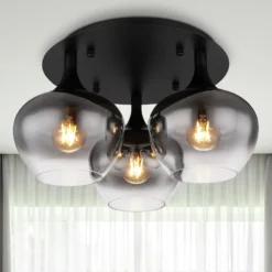 Deckenleuchte Maxy, Ø 45 cm, rauchgrau, Glas, 3-flg.