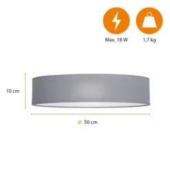 Deckenleuchte Mia, grau, Ø 50 cm