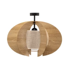 Deckenleuchte Modern C M mit Holz-Lamellen Ø 50 cm