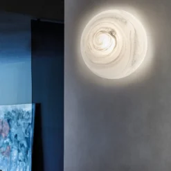 Deckenleuchte Moon, Muranoglas, alabaster, Ø 37 cm