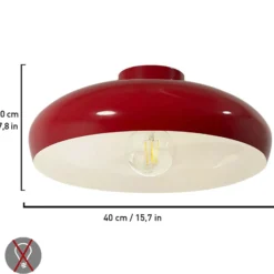 Deckenleuchte Olli, Ø 40 cm, rot/weiß, Metall, E27