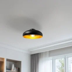 Deckenleuchte Olli, schwarz/gold Ø 40 cm, Metall, E27
