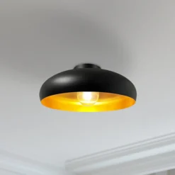Deckenleuchte Olli, schwarz/gold Ø 40 cm, Metall, E27