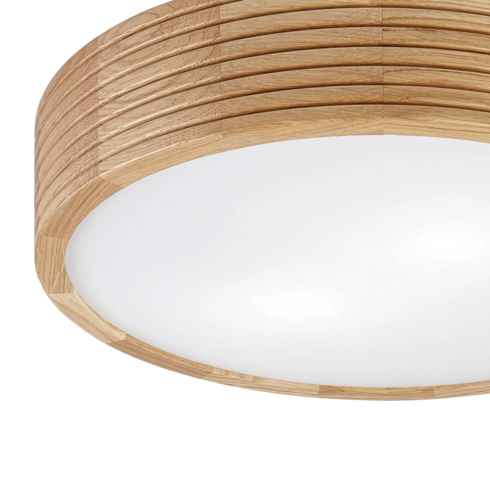 Deckenleuchte Oro, Eichenholz/Glas, Ø 38 cm, E27