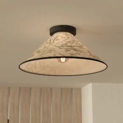 Deckenleuchte Oxpark, Ø 42 cm, grün/weiß/schwarz, Stoff