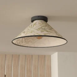 Deckenleuchte Oxpark, Ø 42 cm, grün/weiß/schwarz, Stoff