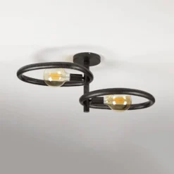 Deckenleuchte Pebble, schwarz, 2-flammig, Länge 73 cm, E27
