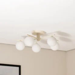 Deckenleuchte Prato, creme, Glas, 5-flammig