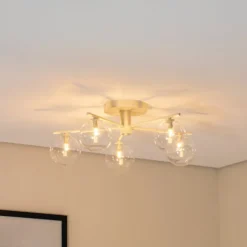 Deckenleuchte Prato, creme/klar, Glas, 5-flammig
