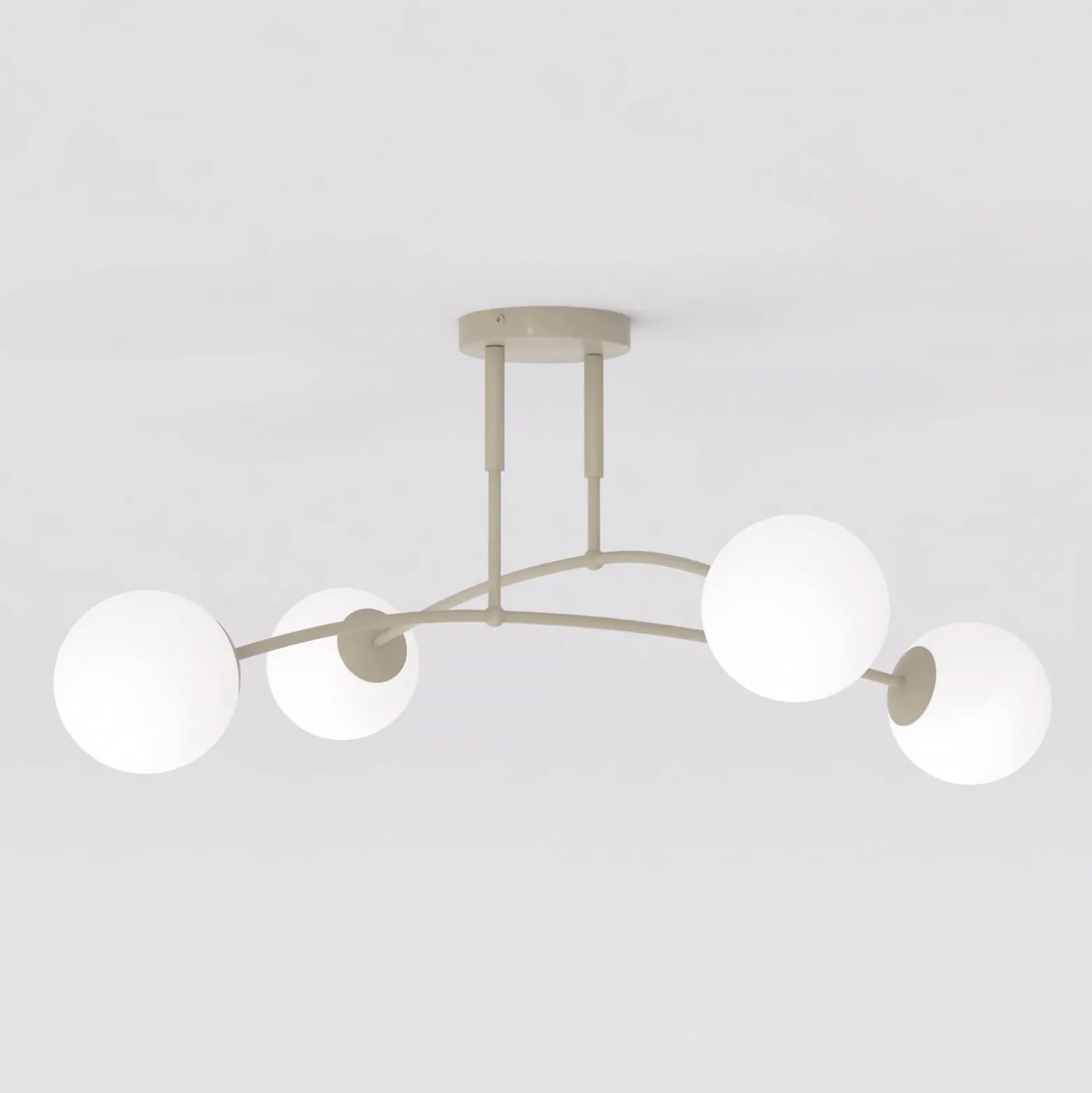 Deckenleuchte Pregos, beige, Ø 60 cm, 4-flg., Metall/Glas