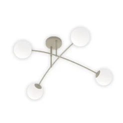 Deckenleuchte Pregos, beige, Ø 60 cm, 4-flg., Metall/Glas