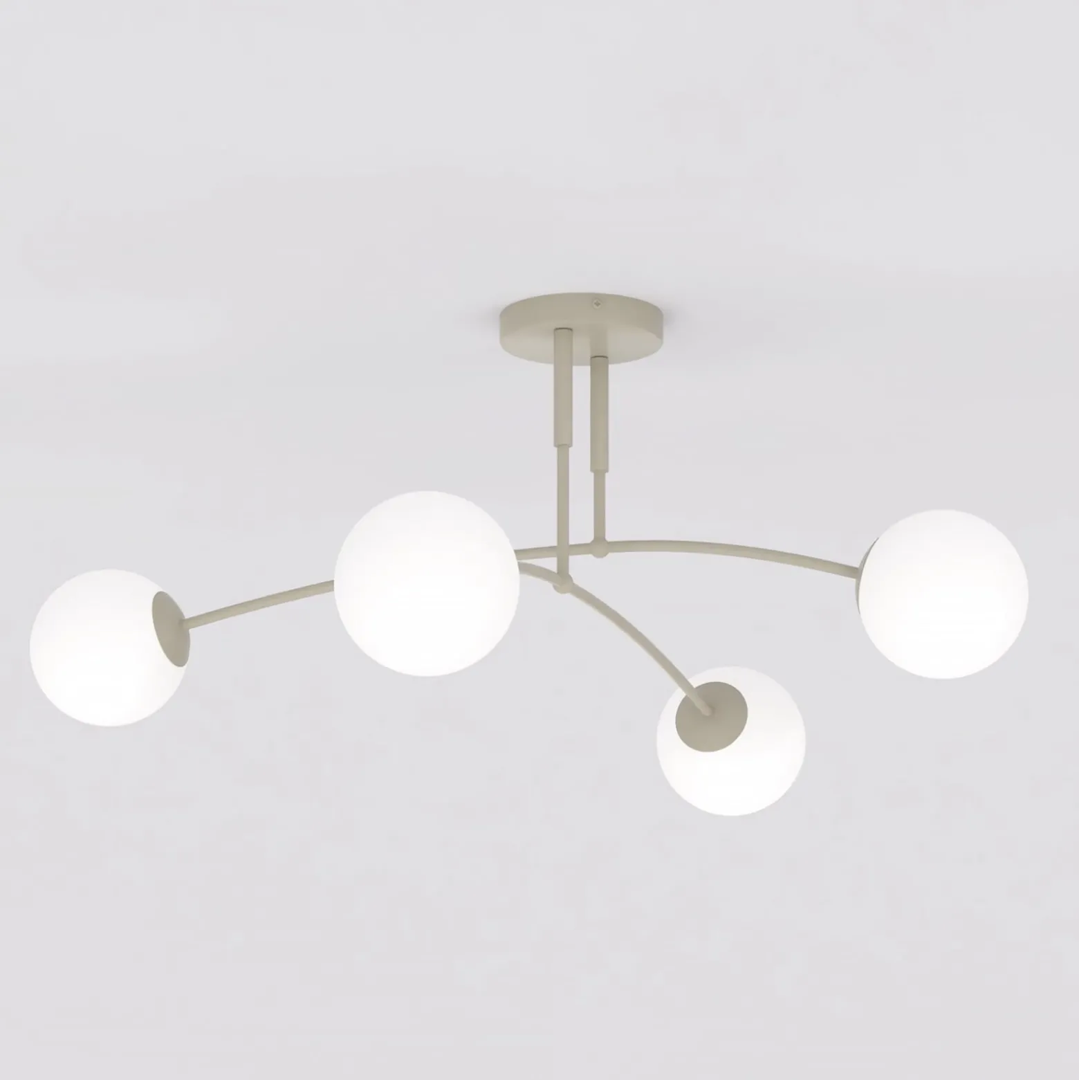 Deckenleuchte Pregos, beige, Ø 60 cm, 4-flg., Metall/Glas