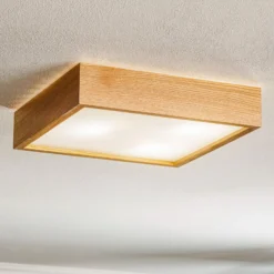 Deckenleuchte Quatro DR mit Holzrahmen, 38,5cm