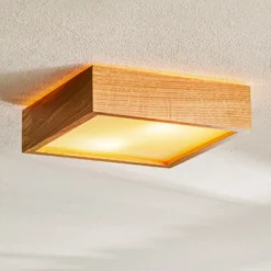 Deckenleuchte Quatro DR mit Holzrahmen, 30,5cm