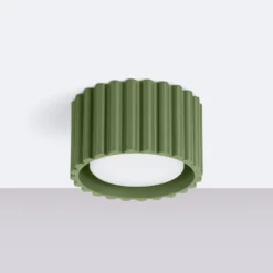 Deckenleuchte RIBLA, olivgrün, Ø 10 cm, Metall, GX53