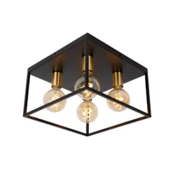 Deckenleuchte Ruben, schwarz, 36 cm, 4-flammig, Metall, E27