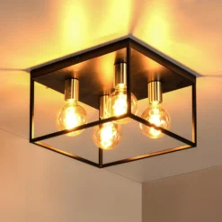 Deckenleuchte Ruben, schwarz, 36 cm, 4-flammig, Metall, E27