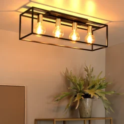 Deckenleuchte Ruben, schwarz, 90 cm, 4-flammig, Metall, E27