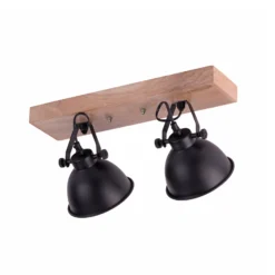 Deckenleuchte Samia, 2-flammig, Mangoholz, schwarz
